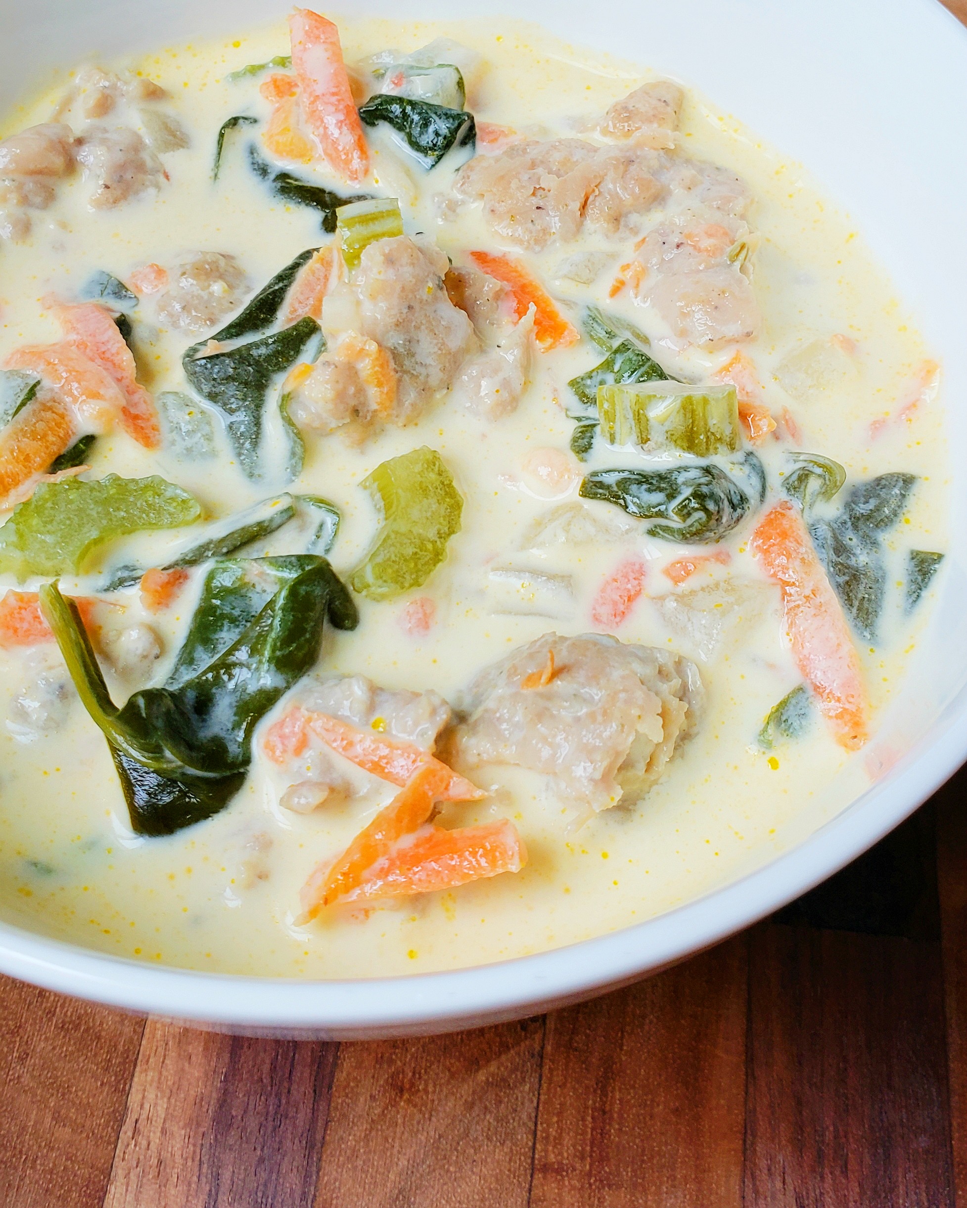 Chicken sausage and spinach soup B